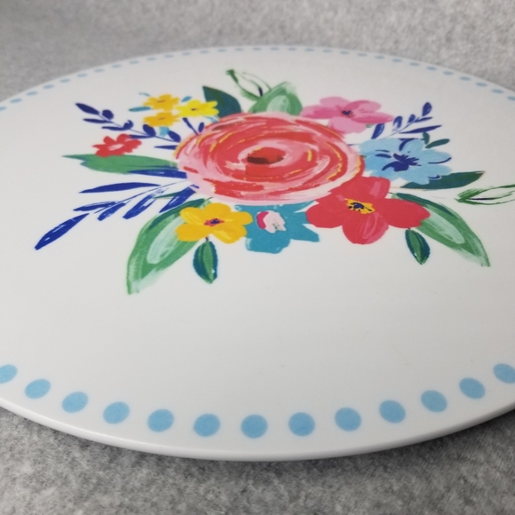 The Pioneer Woman Cheese Board Melamine Serving Tray Platter White Floral Center - Picture 2 of 7